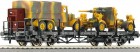 66900 Roco 4 axle Flat car type SS Köln loaded with Henschel 33 and a 88 anti-aircraft gun German Wermacht